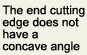 The end cutting edge does not have a concave angle