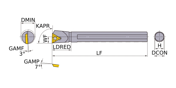 三菱 三菱 溝入れ・突切り内径加工用 FSL52形スクリューオン式 F形ボーリングバー 右勝手超硬シャンク FSL5214R