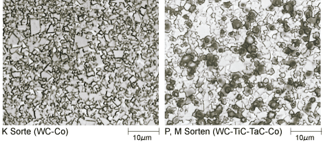 Classe ISO (WC-Co) / Classes ISO P,M (WC-TiC-TaC-Co)