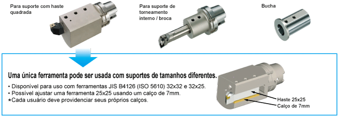 Suportes com tamanhos maiores para alta eficiência de usinagem.